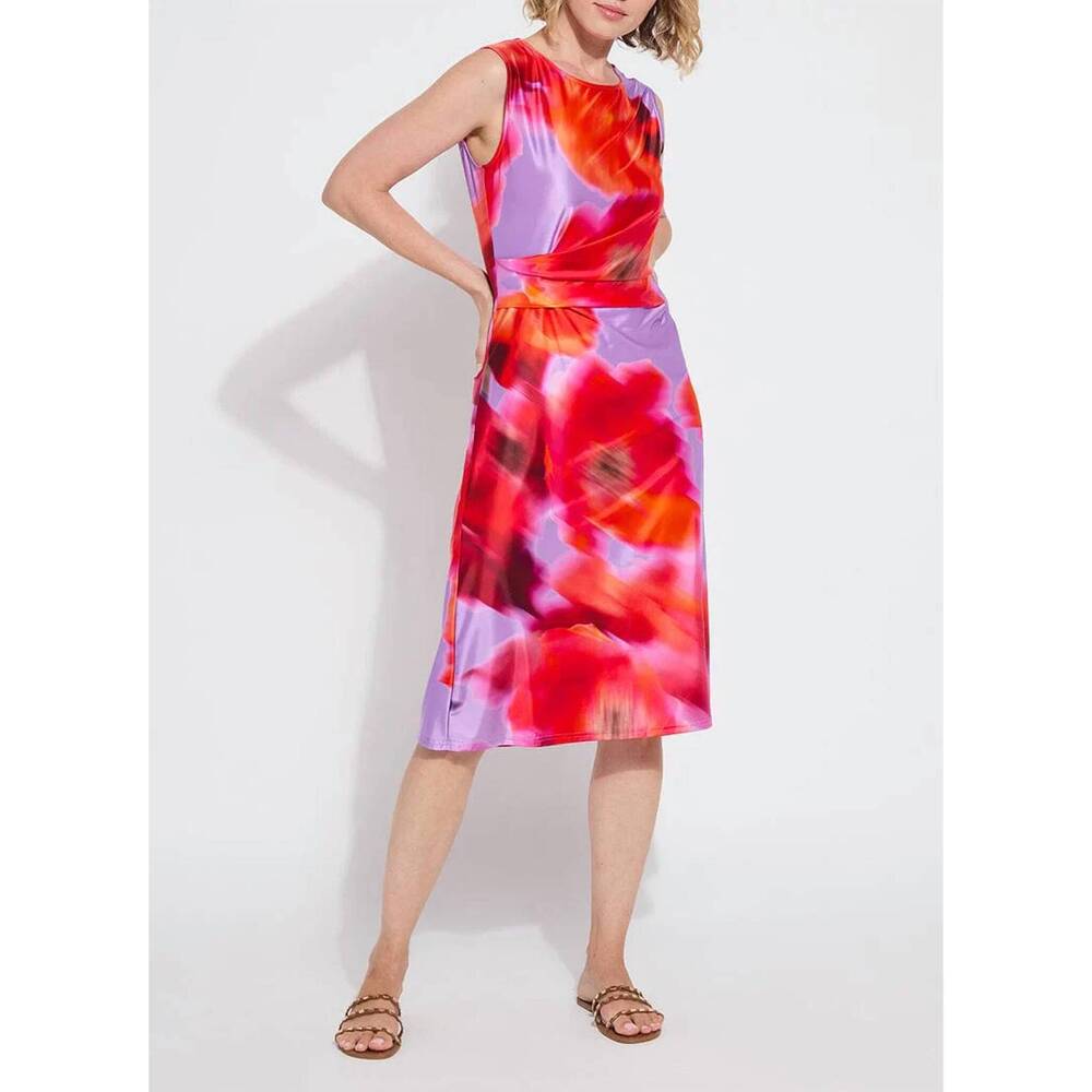 NEW LYSSE raquel side drape printed dress - plus in multicolor